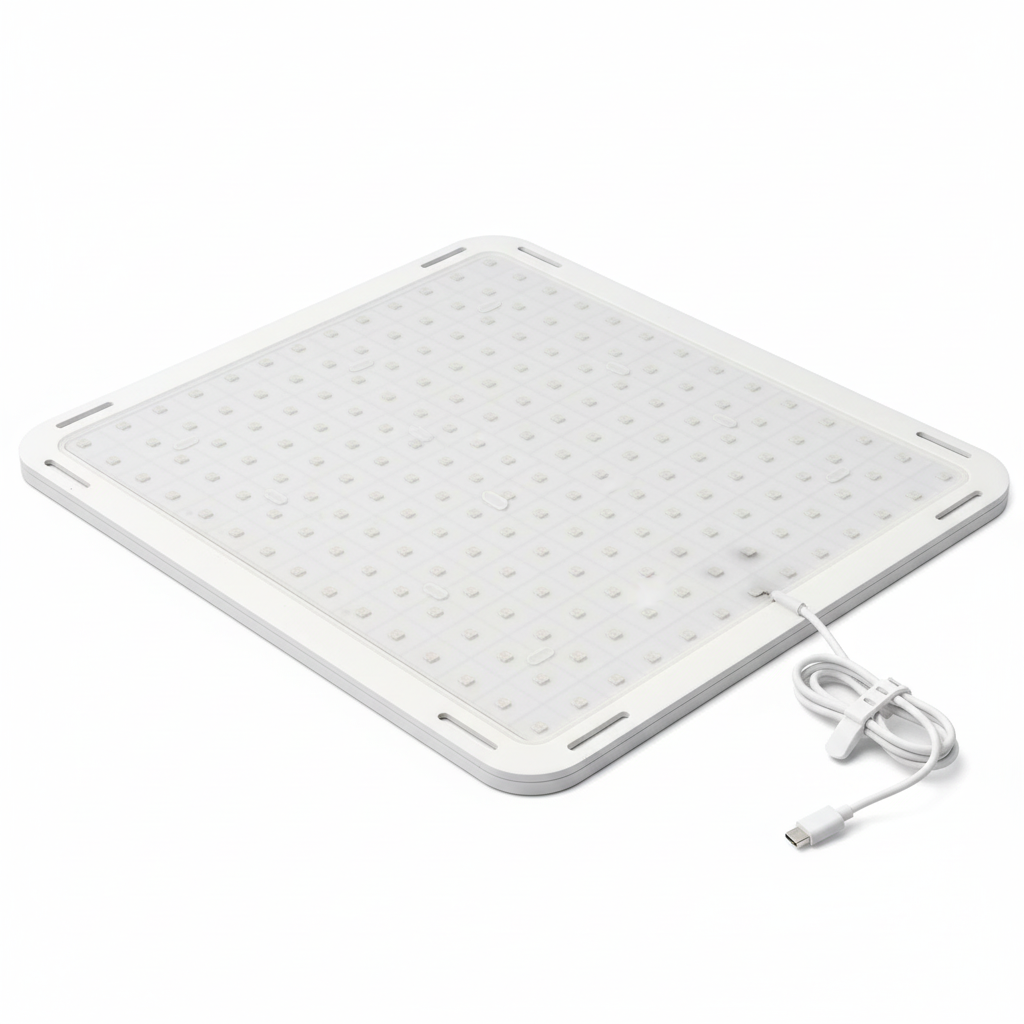 LED light therapy panel from side angle